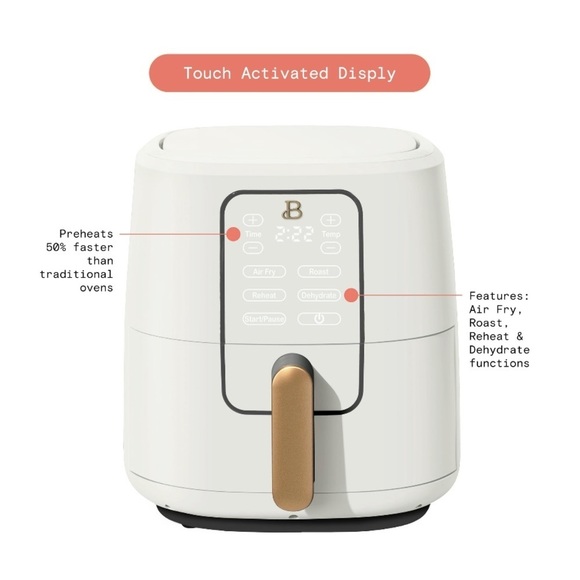 ♠️ New Beautiful 6 Quart Touchscreen Air Fryer White Icing by Drew Barrymore - Picture 6 of 10